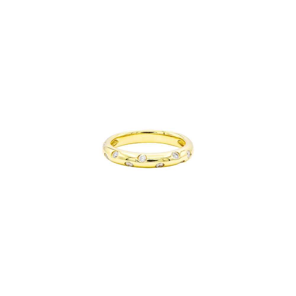 18 Karat Yellow Gold Flush Setting Diamond Band