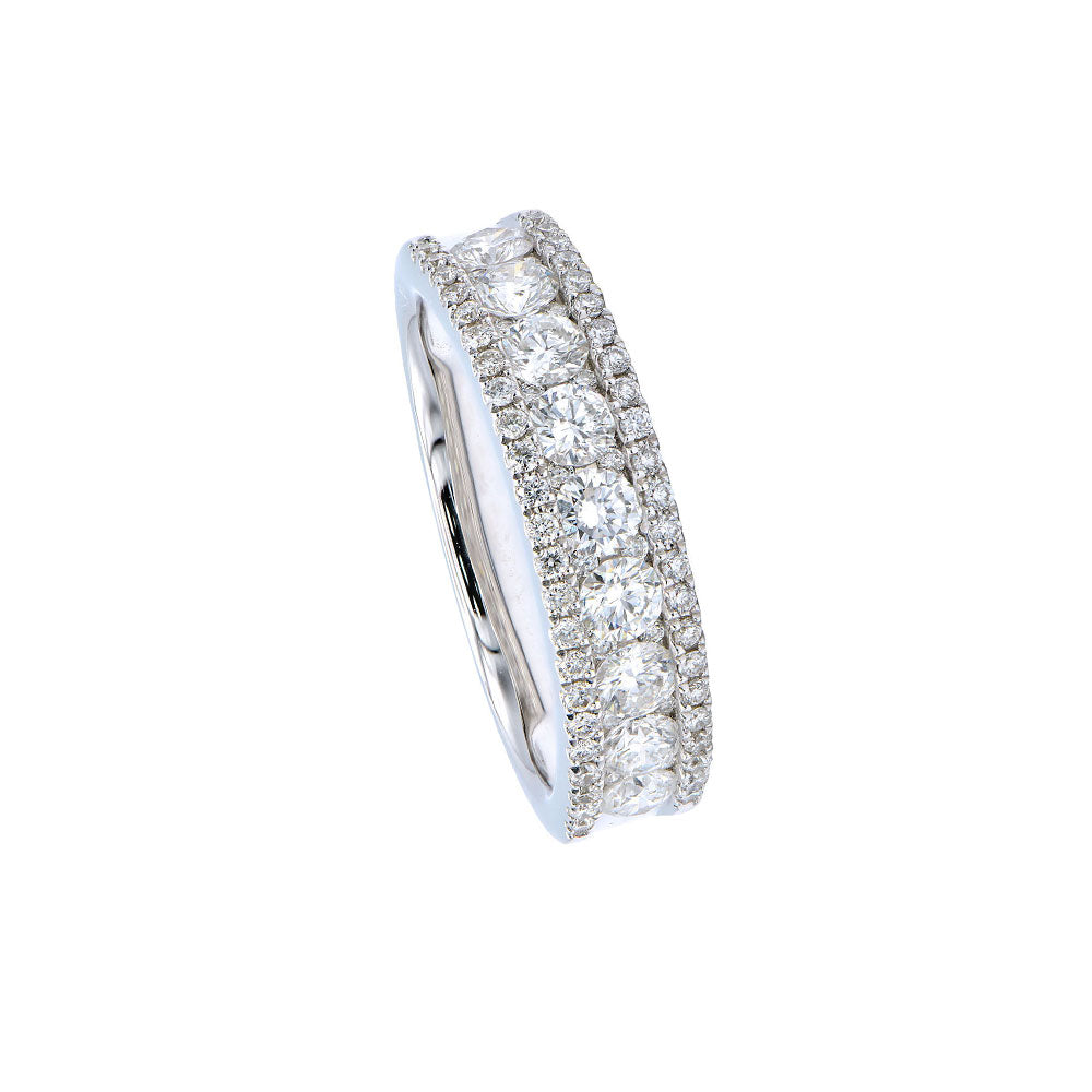 18 Karat White Gold Channel Set Band with White Diamonds