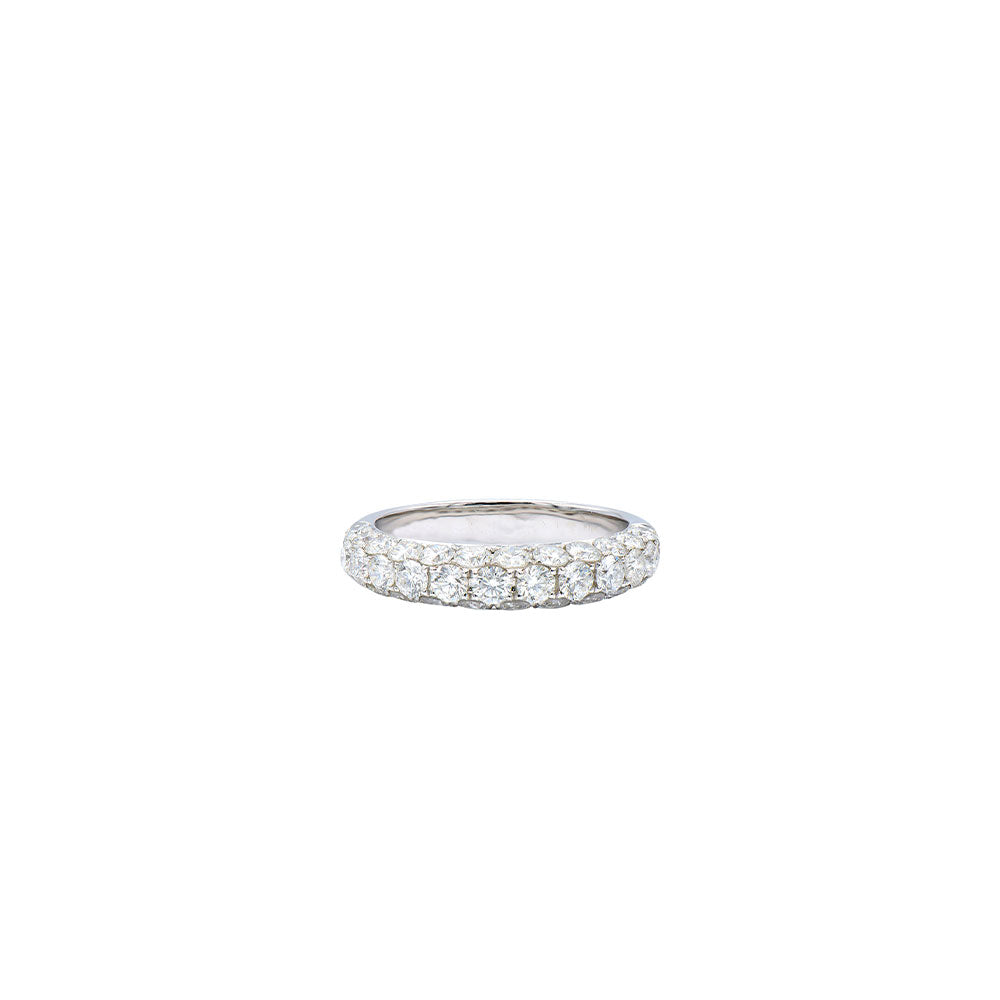 18 Karat White Gold band with Three Row Pave Set Diamonds