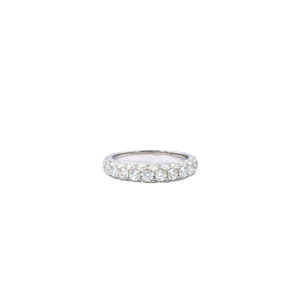 18 Karat White Gold band with Three Row Pave Set Diamonds