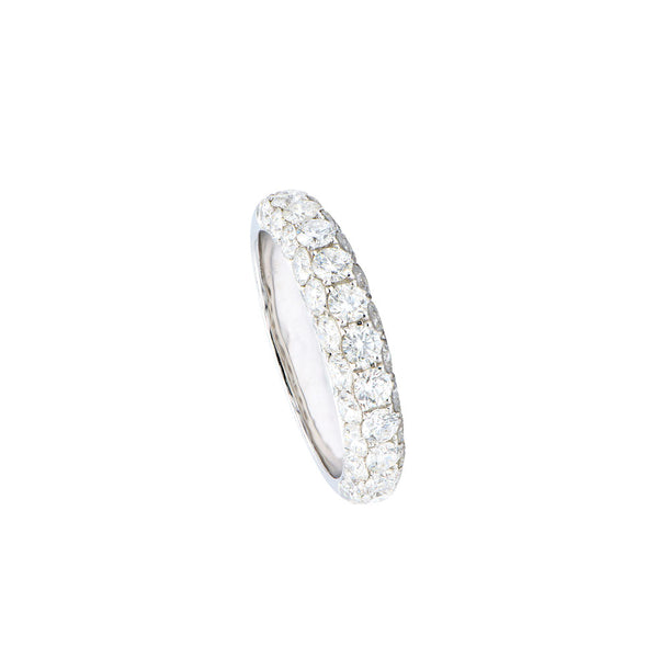 18 Karat White Gold band with Three Row Pave Set Diamonds