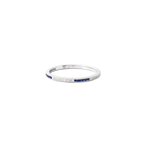 18 Karat White Gold Eternity Band with Blue Sapphires and Diamonds