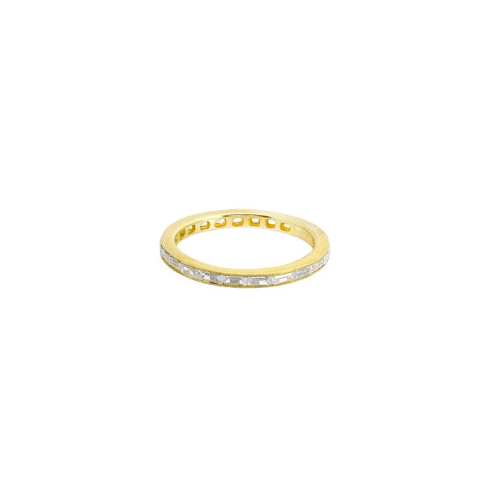 18 Karat Yellow Gold Eternity Band with Baguette Diamonds