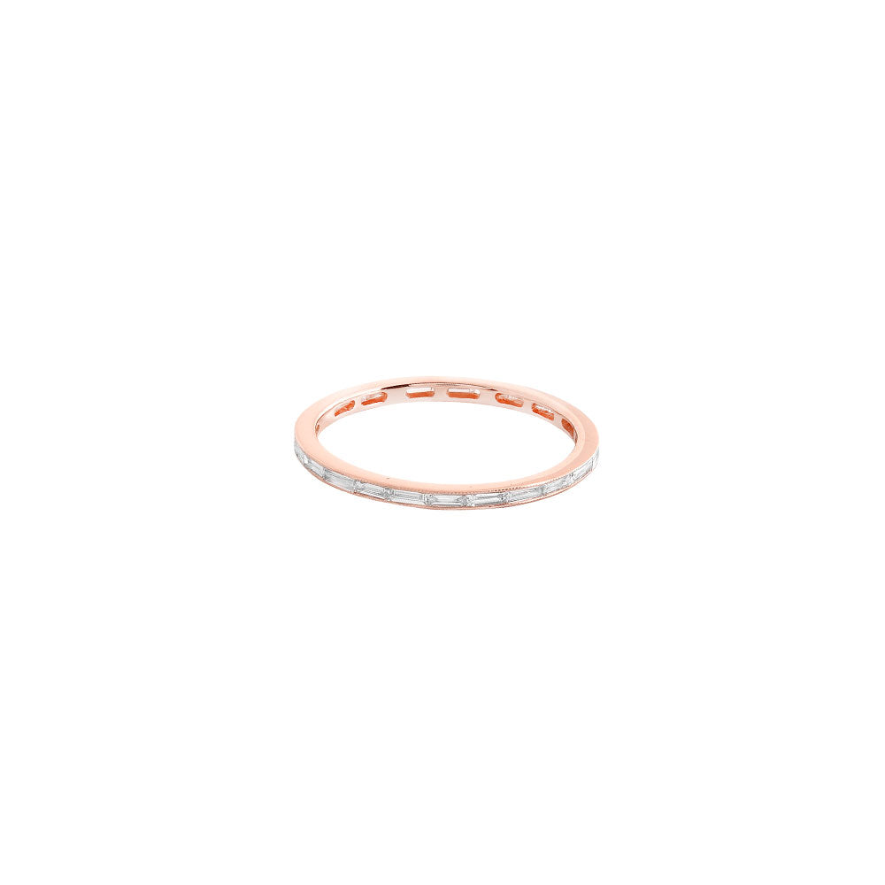 18 Karat Rose Gold Eternity Band with Baguette Diamonds