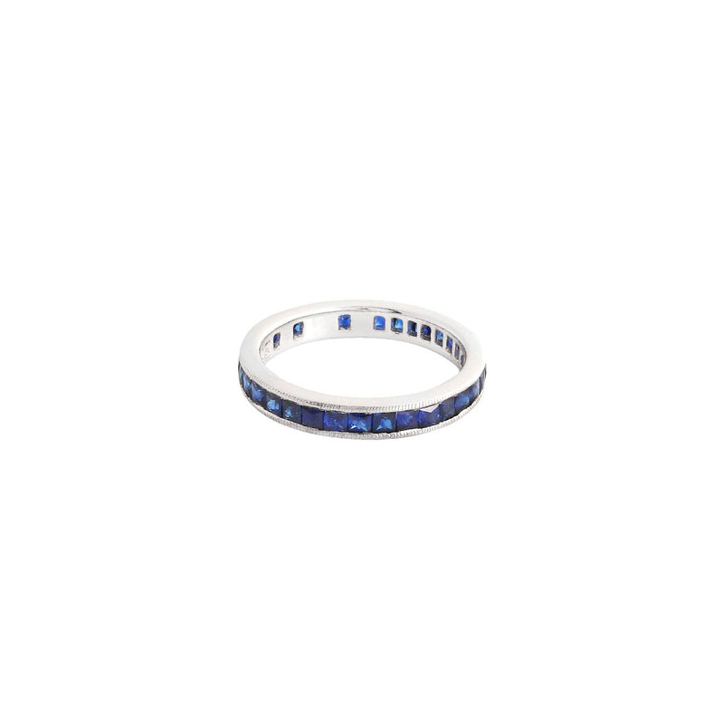 18 Karat White Gold Eternity Band with Blue Sapphire