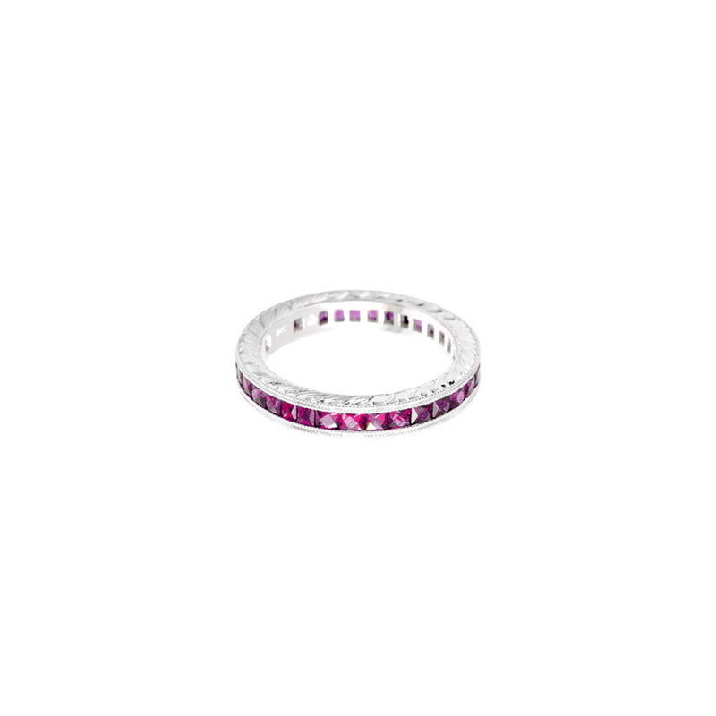 18 Karat WHite Gold Eternity Band with Rubies