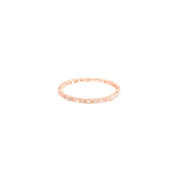 18 Karat Rose Gold Eternity Band with Baguette and Round Diamonds