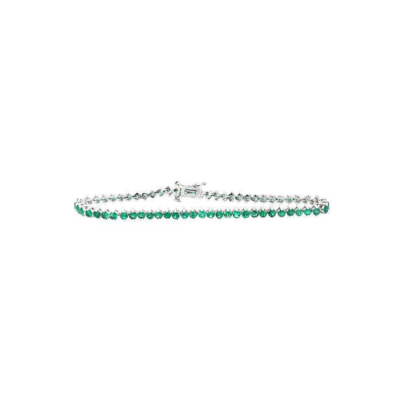 14 Karat White Gold Emerald Tennis Bracelet