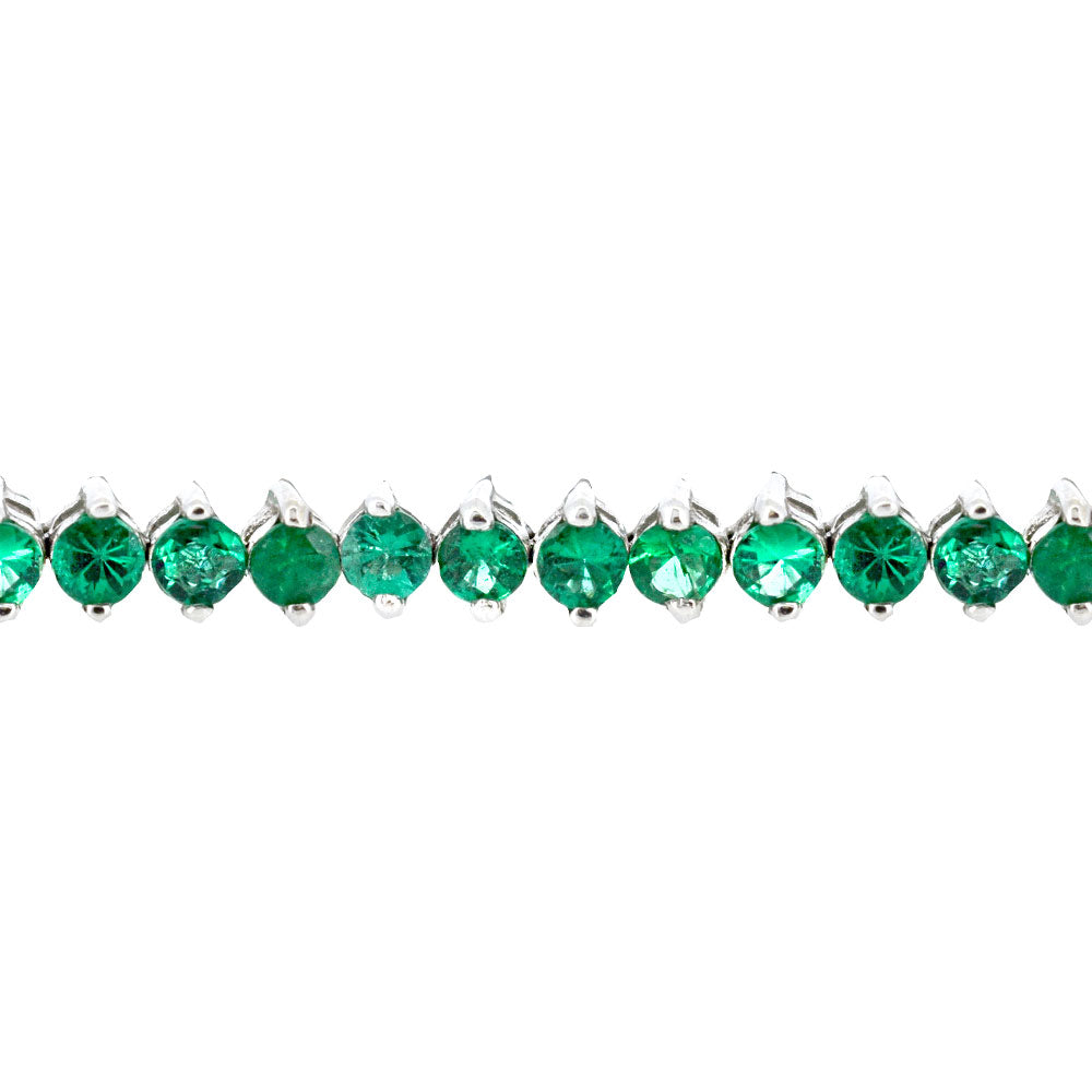 14 Karat White Gold Emerald Tennis Bracelet