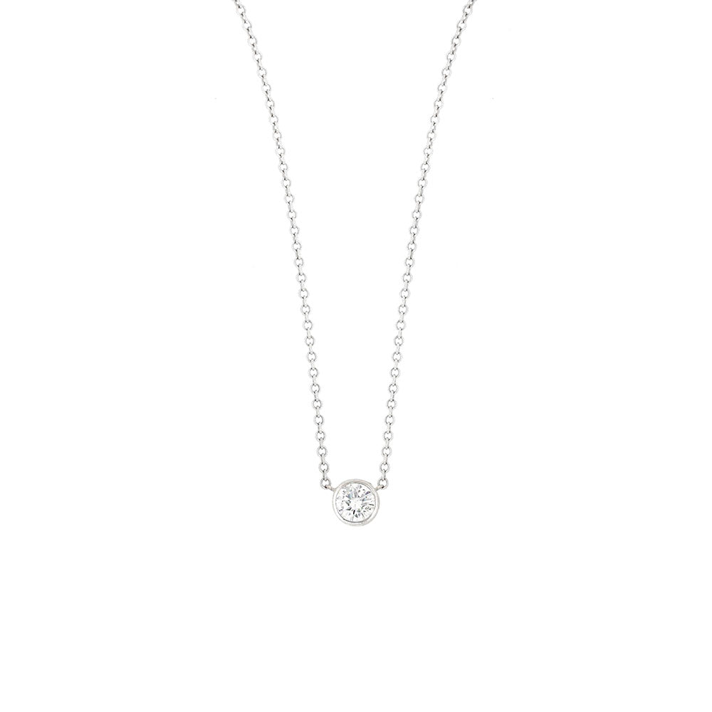 14 Karat White Gold Bezel Set Diamond Necklace