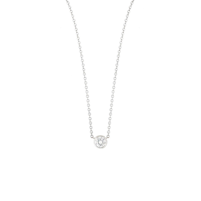 14 Karat White Gold Bezel Set Diamond Necklace