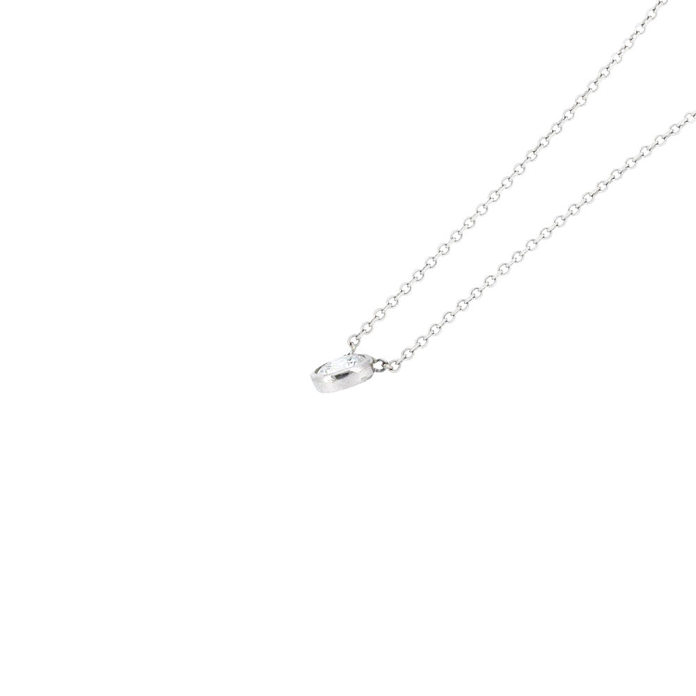 14 Karat White Gold Bezel Set Diamond Necklace