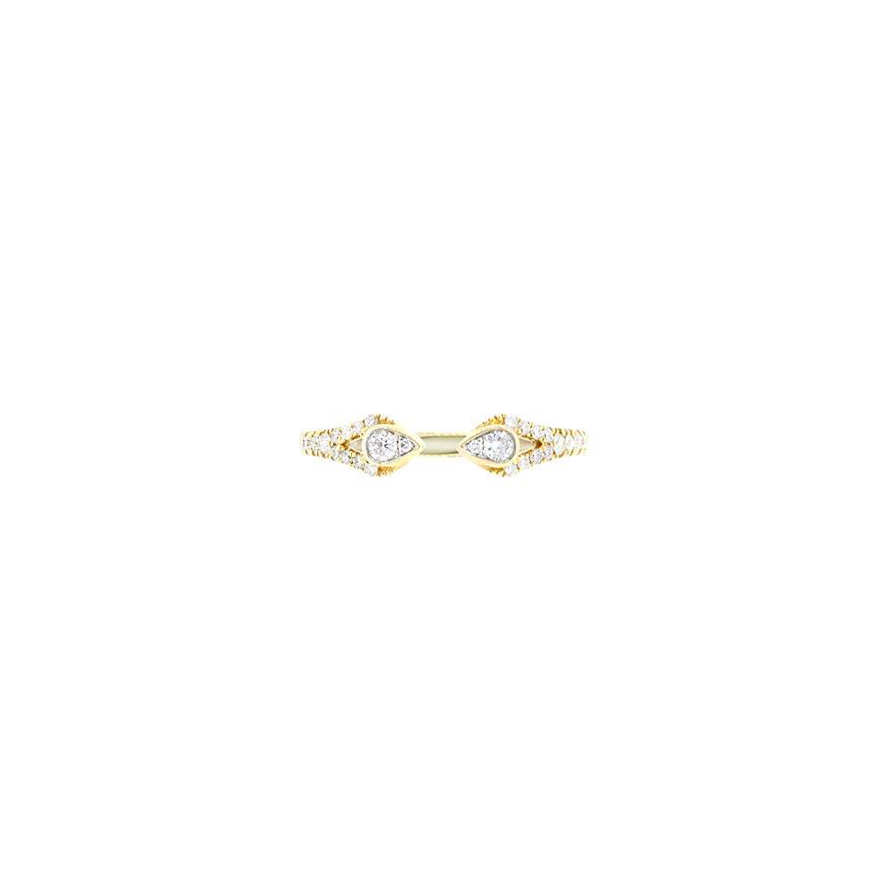 18 Karat Yellow Gold Open Band with Diamonds