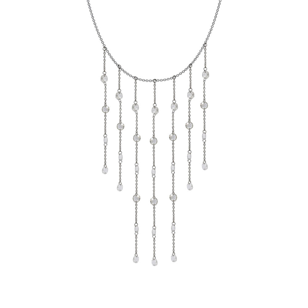 18 Karat White Gold Fringe Necklace