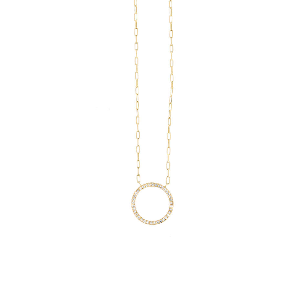 18 Karat Yellow Gold Diamond Dunes Circle Necklace