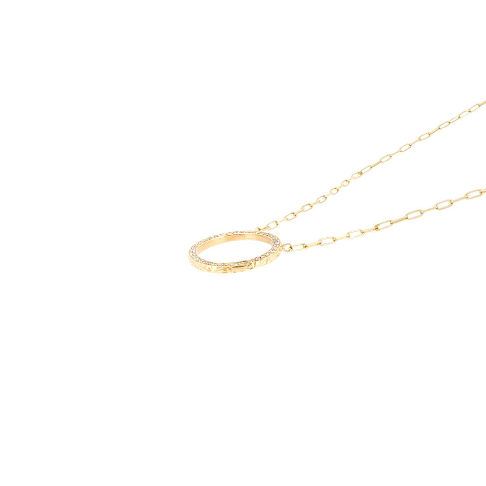 18 Karat Yellow Gold Diamond Dunes Circle Necklace