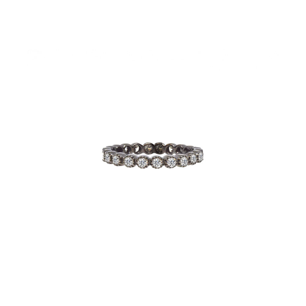 18 Karat White Gold Black Rhodium Diamond Bezel Set Wedding Band