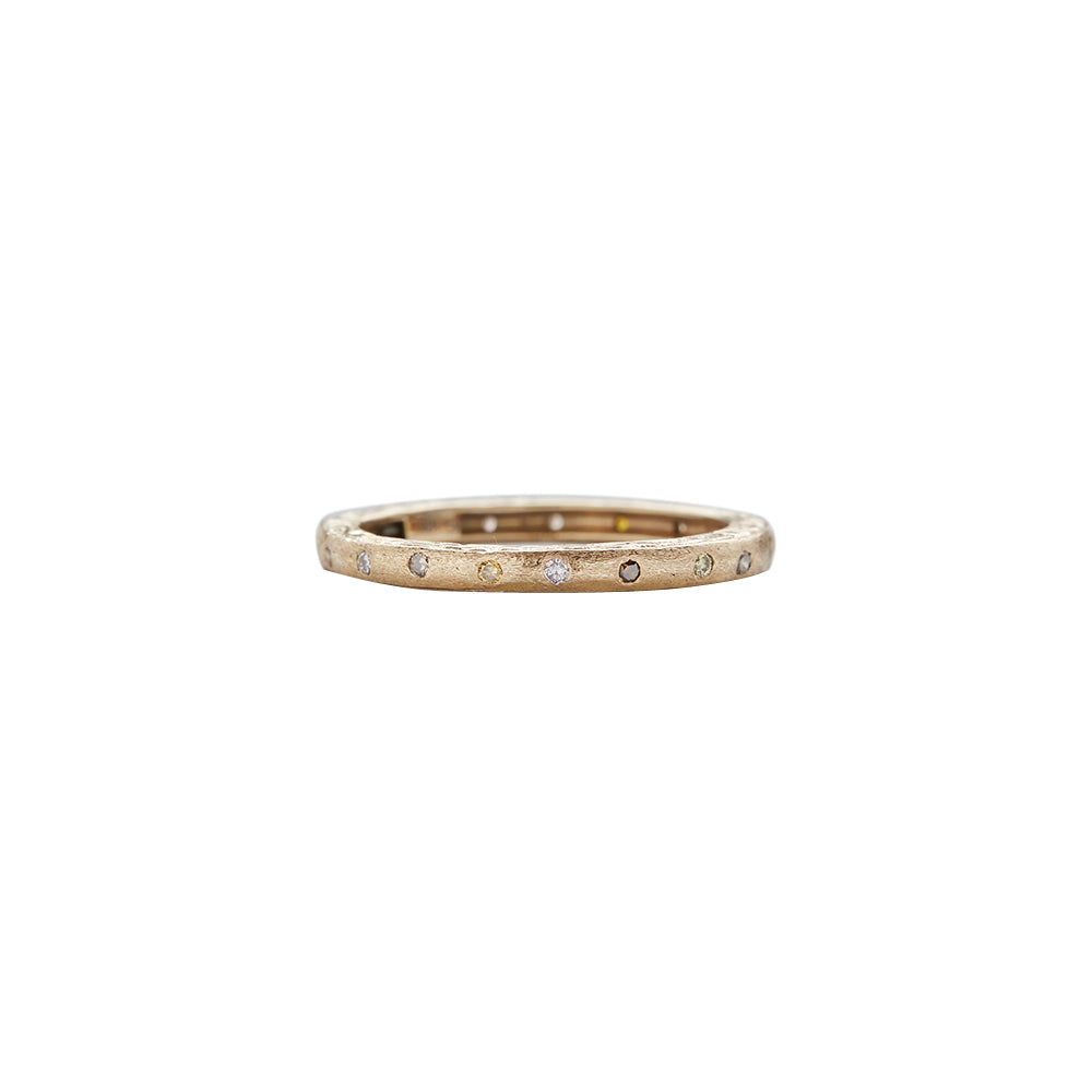 18 Karat Rose Gold Dunes Narrow Diamond Wedding Band