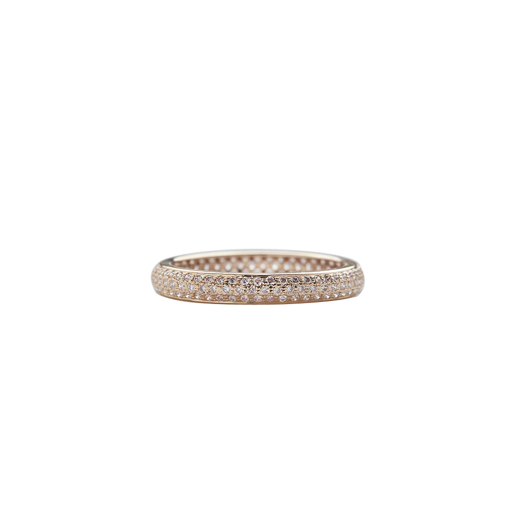 18 Karat Rose Gold Pave Diamond Tire Wedding Band