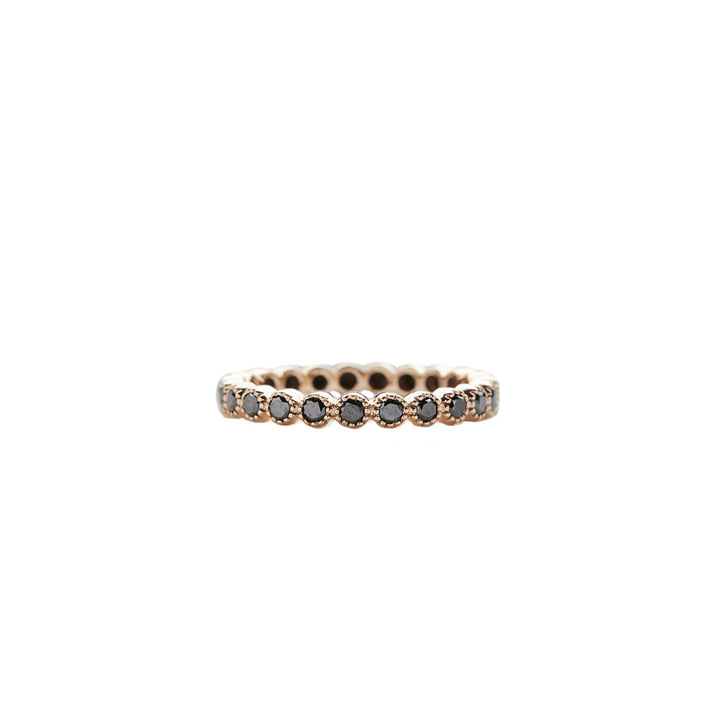 18 Karat Rose Gold Black Diamond Bezel Wedding Band