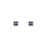 18 Karat White Gold Clover Earring with Blue Sapphire and Diamonds