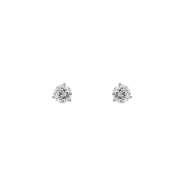 14 Karat White Gold Stud Earrings with Round Diamonds