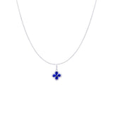18 Karat White Gold Clover Pendant with Blue Sapphire and Diamonds