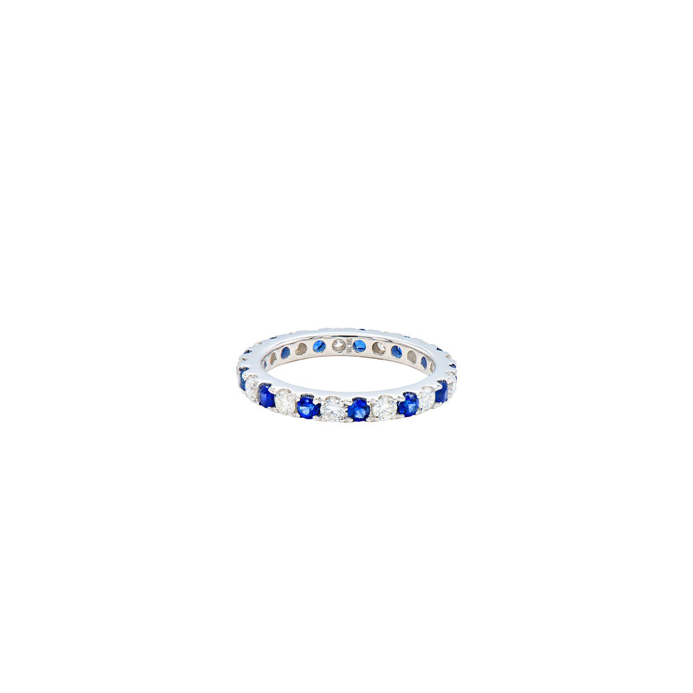 18 Karat White Gold Sapphire and Diamond eternity band