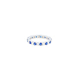 8 Karat White Gold Eternity Band with Blue Sapphire And Diamonds