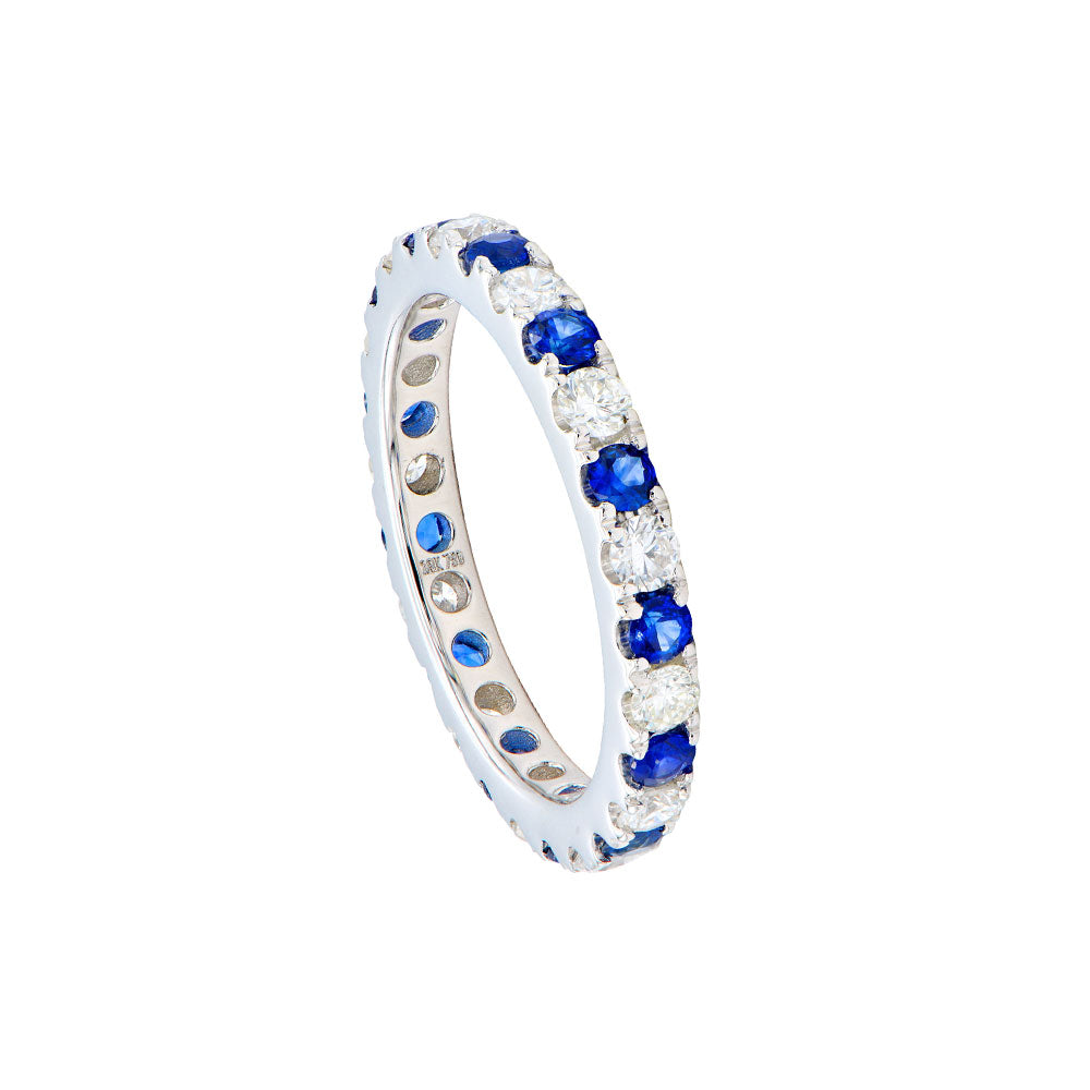 18 Karat White Gold Sapphire and Diamond eternity band