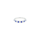 18 Karat White Gold Band with Blue Sapphire And Diamonds