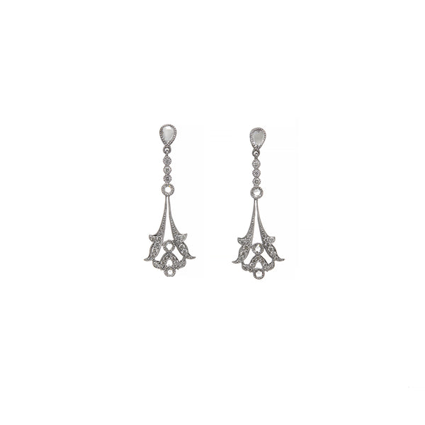 18 Karat White Gold Rose Cut Diamond Earrings - Johann Paul Fine Jewelry