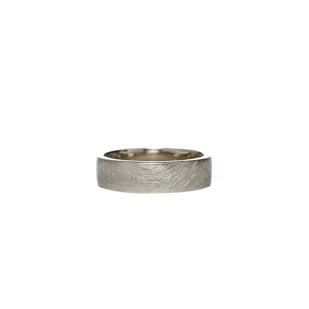 14 Karat White Gold Scribed Wedding Band