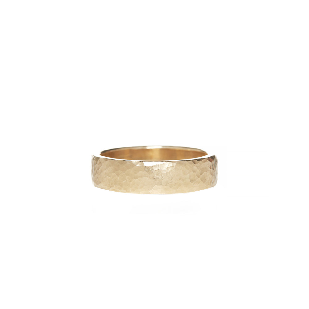 14 Karat Yellow Gold Hammered Wedding Band