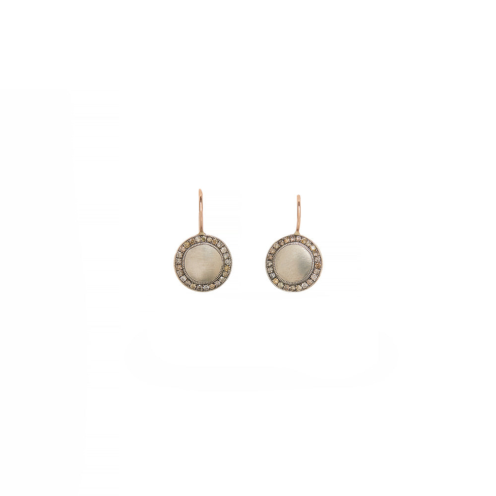 Sterling Silver Circle Champagne Diamonds Earrings - Johann Paul Fine Jewelry